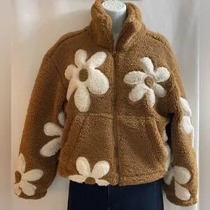 Thread & Supply High Pile Fleece Floral Jacket XS
